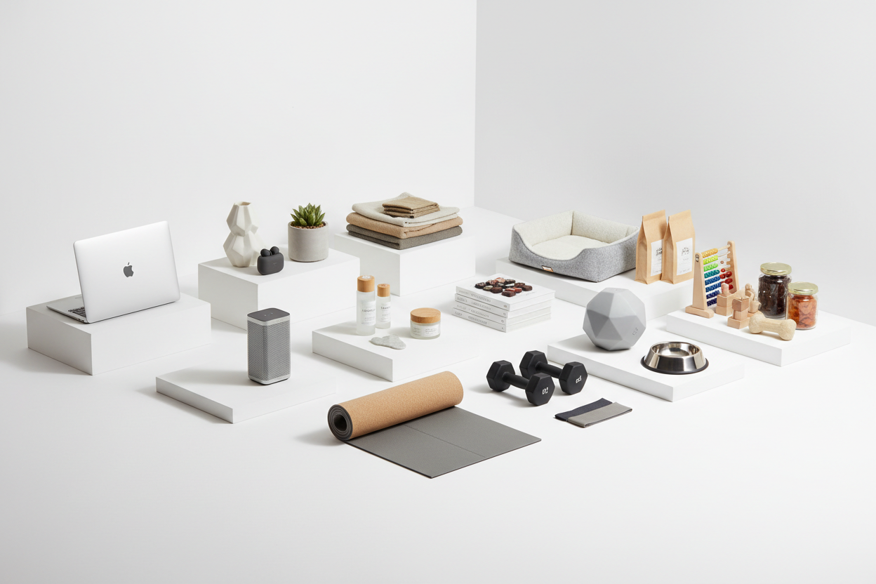 Minimalist white product display